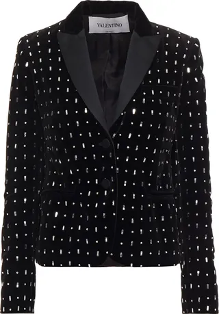 Embellished cotton-velvet blazer