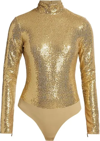 Sequined Turtleneck Bodysuit