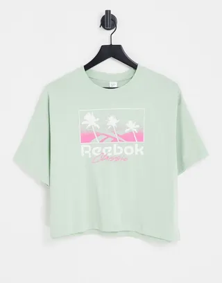 Reebok graphic tee in sage green