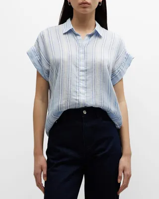 Jamie Striped Button-Front Blouse