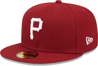 Men's New Era Cardinal Pittsburgh Pirates Logo White 59FIFTY Fitted Hat