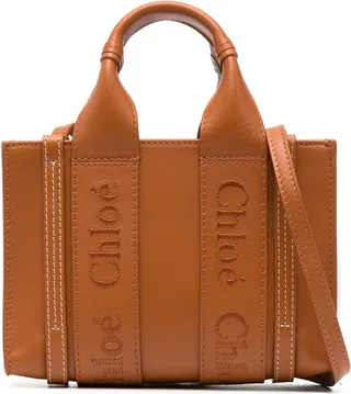 Woody leather tote bag