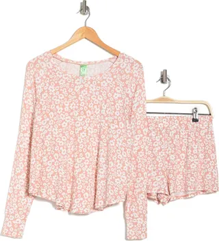 Slept In Lounge Long Sleeve Top & Shorts 2-Piece Set