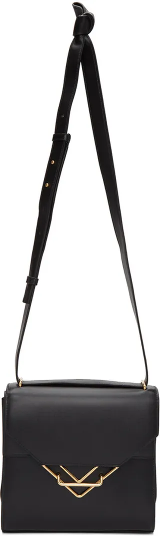 Bottega Veneta Black V-Frame Flap Bag