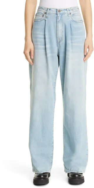 Damon Pleated High Waist Wide Leg Jeans