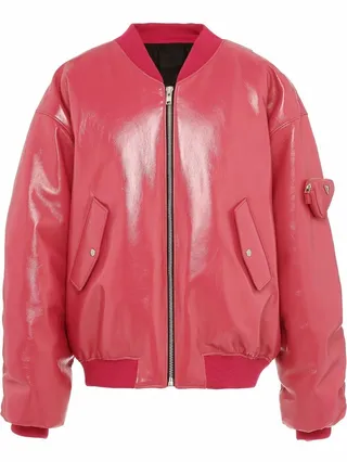 Oversized Nappa Leather Bomber Jacket