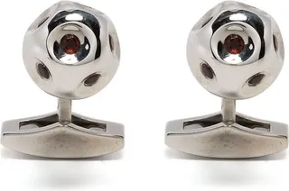 Crater rhodium-plated cufflinks