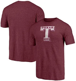 Men's Fanatics Branded Heathered Maroon Texas A & M Aggies Throwback Logo Tri-Blend T-shirt