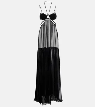 Cutout silk maxi dress