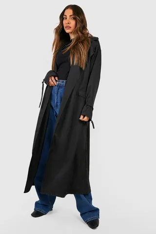 Belted Button Detail Trench Coat