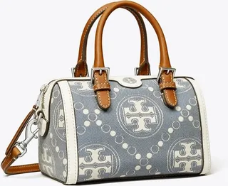 Petite T Monogram Denim Barrel Bag