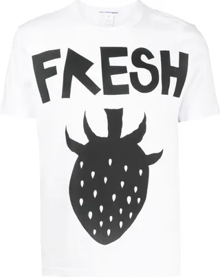 strawberry-print cotton T-shirt
