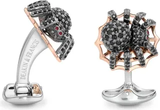 Deakin & Francis - Deakin & Francis Sterling Silver Black Spinel Spider Cufflinks