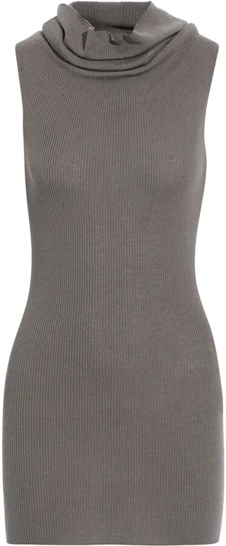 Draped ribbed wool-jersey turtleneck top