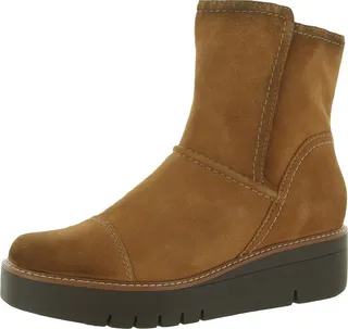 Wylie Womens Suede Wedge Combat & Lace-up Boots