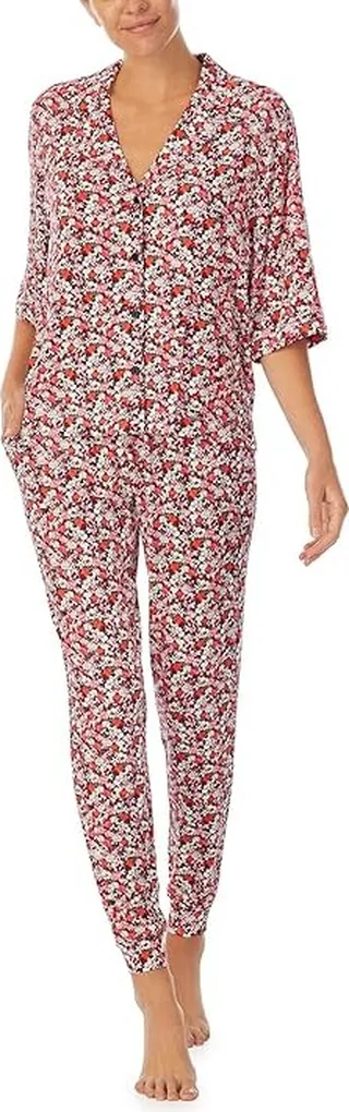 Sanctuary Elbow Notch Joggers PJ Set (Tonal Red Floral) Women's Pajama Sets