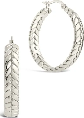 Double Row Herringbone Statement Hoop Earrings