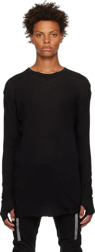Boris Bidjan Saberi Black Object-Dyed Long Sleeve T-Shirt