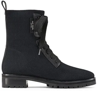 Merigue Rib-Knit Combat Boots