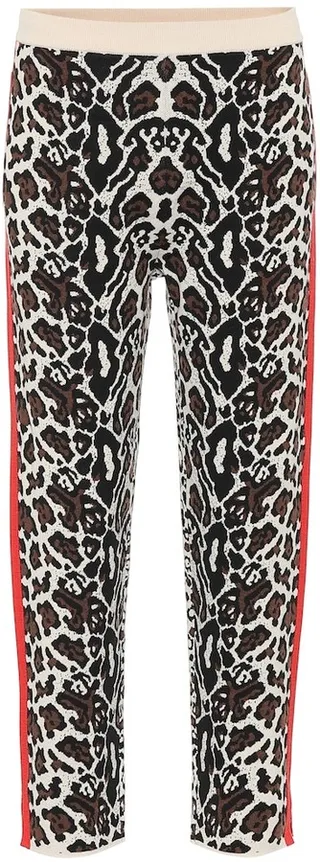 Cropped intarsia knit trackpants
