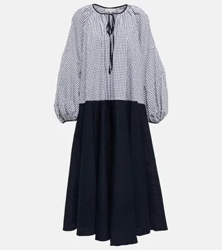 Olive seersucker midi dress
