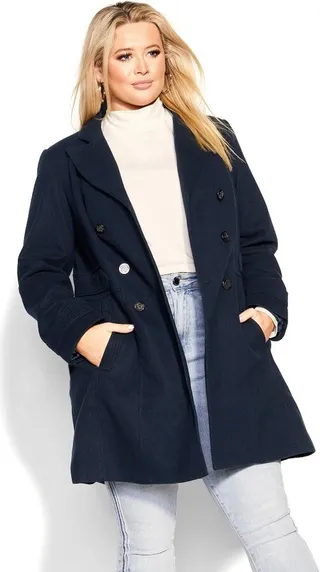 EVANS | Women's Plus Size Military Coat - navy - 22W