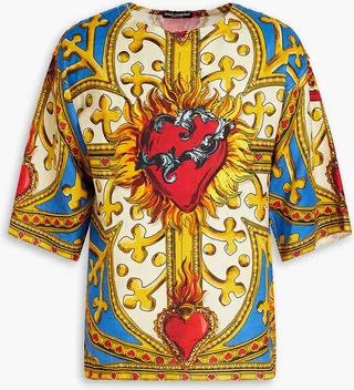 Printed linen T-shirt