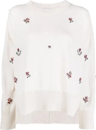 Floral-Embroidered Jumper