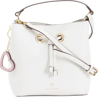 Triple Compartment Hobo With Heart Charm And Crossbody Strap