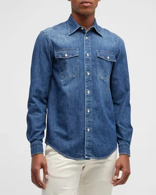 Men's Washed Denim Sport Shirt