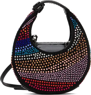 Staud Black Micro Moon Crystal Bag