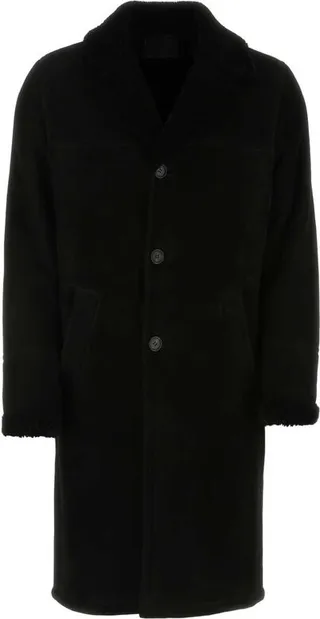 Prada Single-Breasted Logo-Detailed Coat
