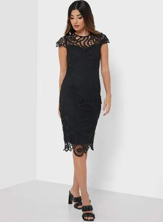 Lace Insert Bodycon Dress