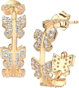 Love Is Love Crystal Jeweled Butterfly Mini Hoop Earrings