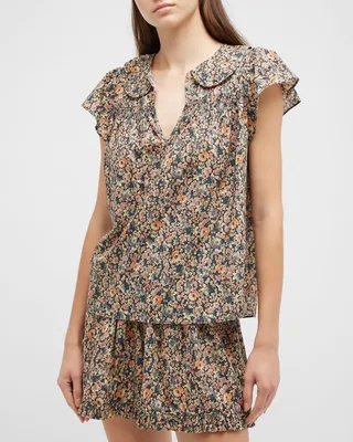 The Flutter Sleeve Floral-Print Pajama Set
