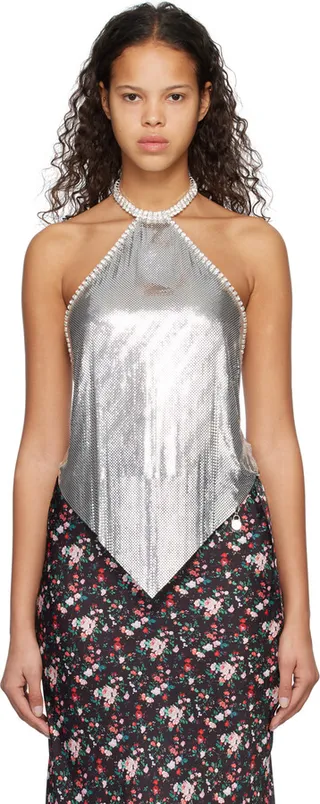 Paco Rabanne Silver Halter Camisole