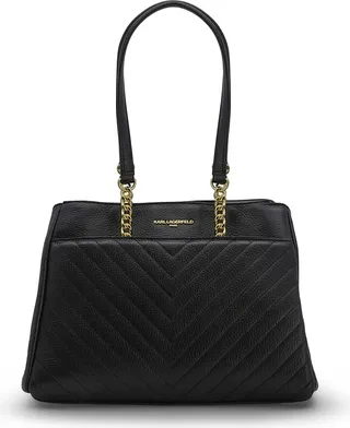 Karl Lagerfeld Paris Charlotte Black & Gold Leather Tote LH9AA575BGD