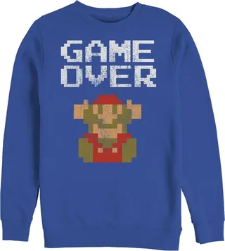 Men's Nintendo Mario Game Over Sweatshirt - Royal Blue - Large