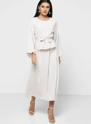 Puff Sleeve Belted Dress