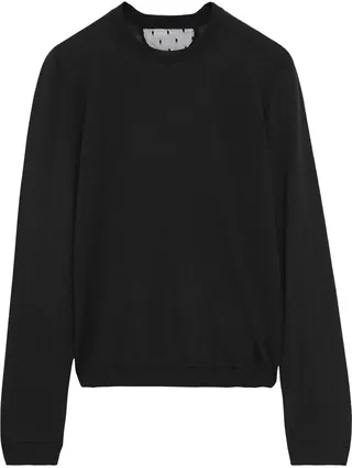 Point d'esprit-trimmed cashmere and silk-blend sweater