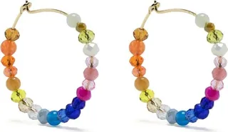 Bead-Detail Hoop Earrings