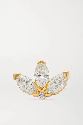 MARIA TASH - Lotus 18-karat Gold Diamond Earring - One size