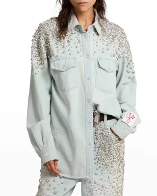 Golden Embellished Boyfriend Shirt