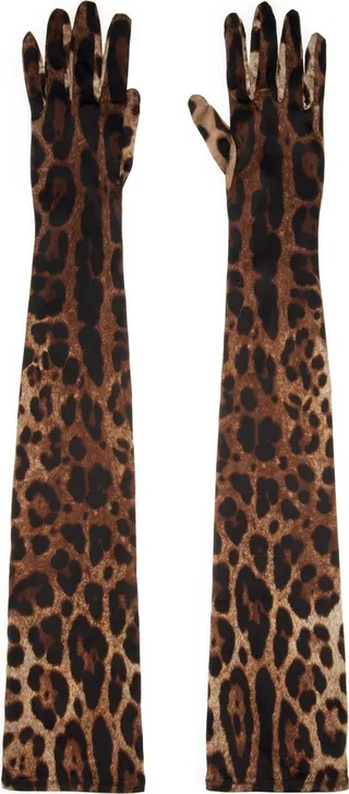 Leopard Print Stretch Silk Gloves