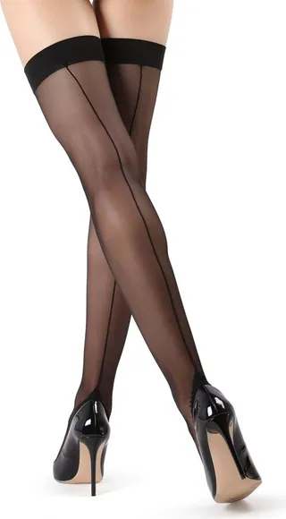 MeMoi Women's Backseam Sheer Toe Thigh High Stockings