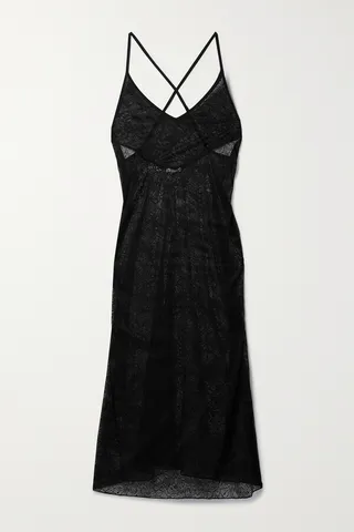 Skin - + Net Sustain Leonie Organic Pima Cotton-lace Chemise - Black