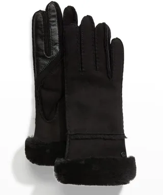 Seamed Touchscreen Shearling-Lined Gloves