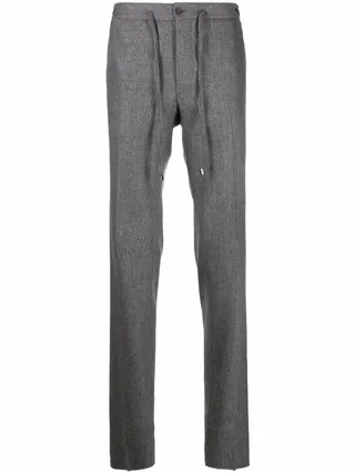 Straight-Leg Drawstring Wool Trousers