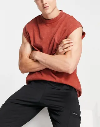 ASOS 4505 oversized training sleeveless T-shirt in acid wash