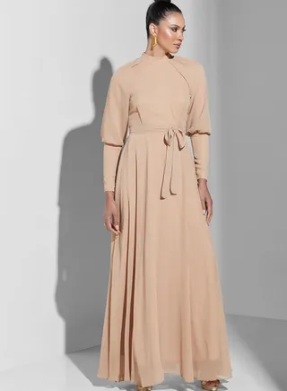 High Neck Pleated Dress